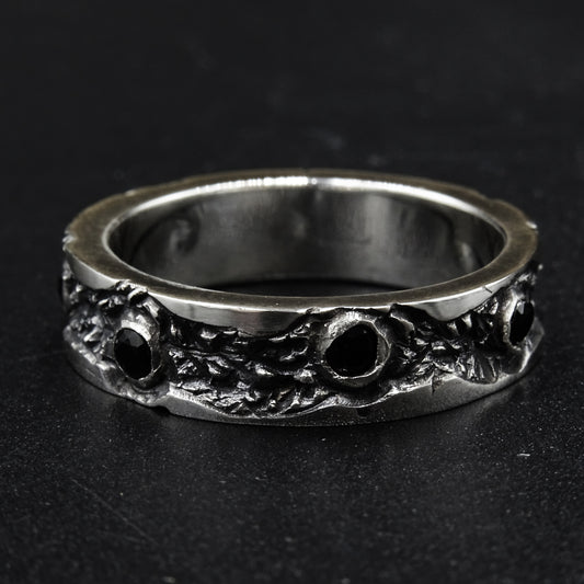 Black Vein Silver Ring