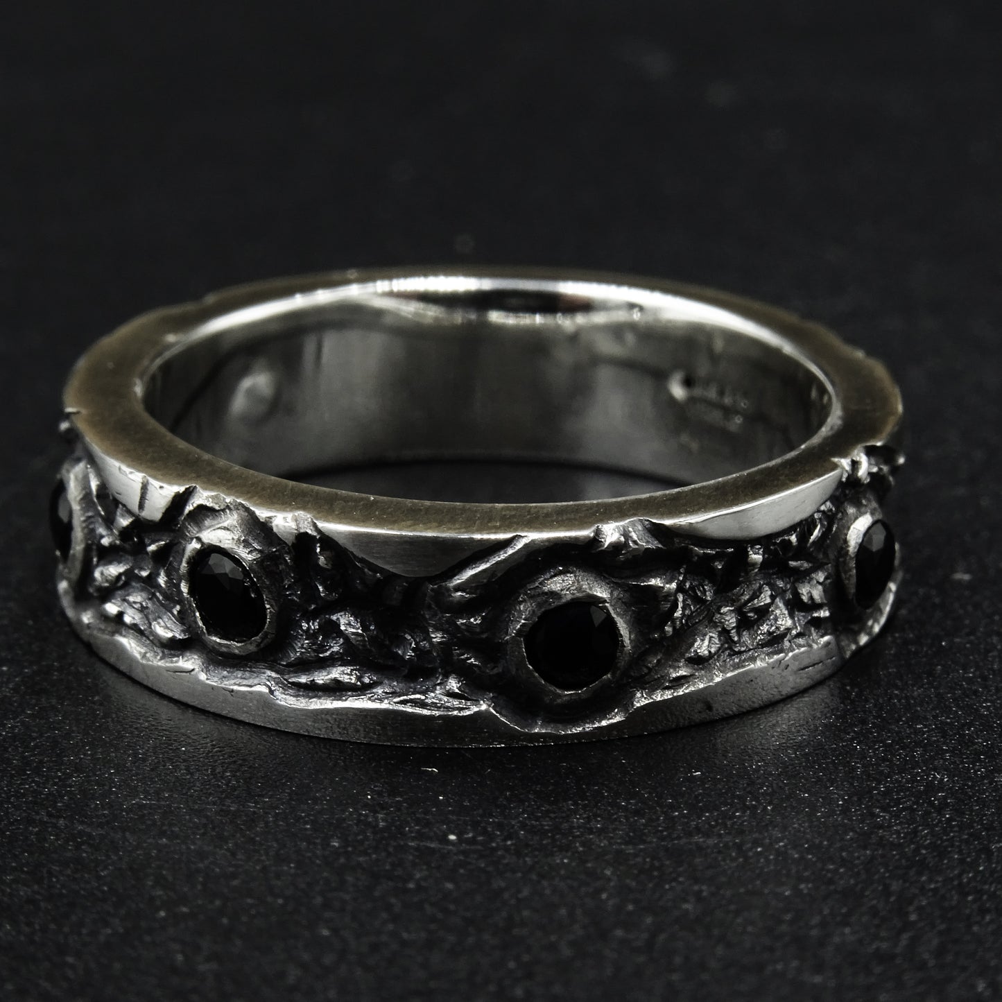 Black Vein Silver Ring