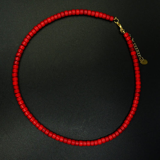 Red Orbit Coral Bead Necklace