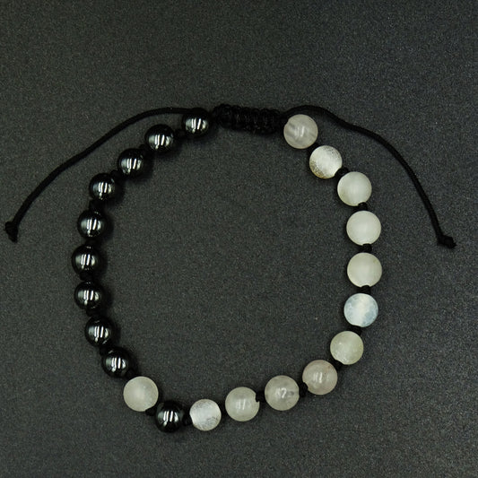 Night Divide Quartz & Hematite Gemstone Bracelet