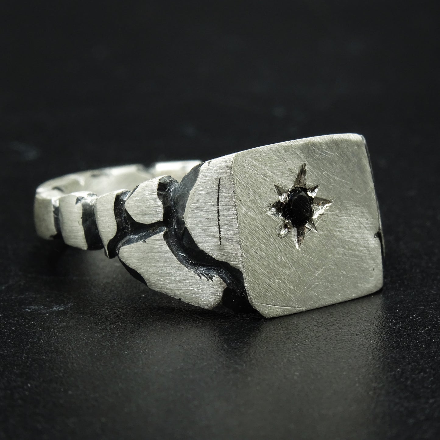 Quake Signet Silver Ring