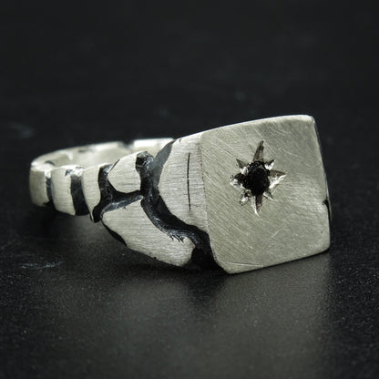 Quake Signet Silver Ring