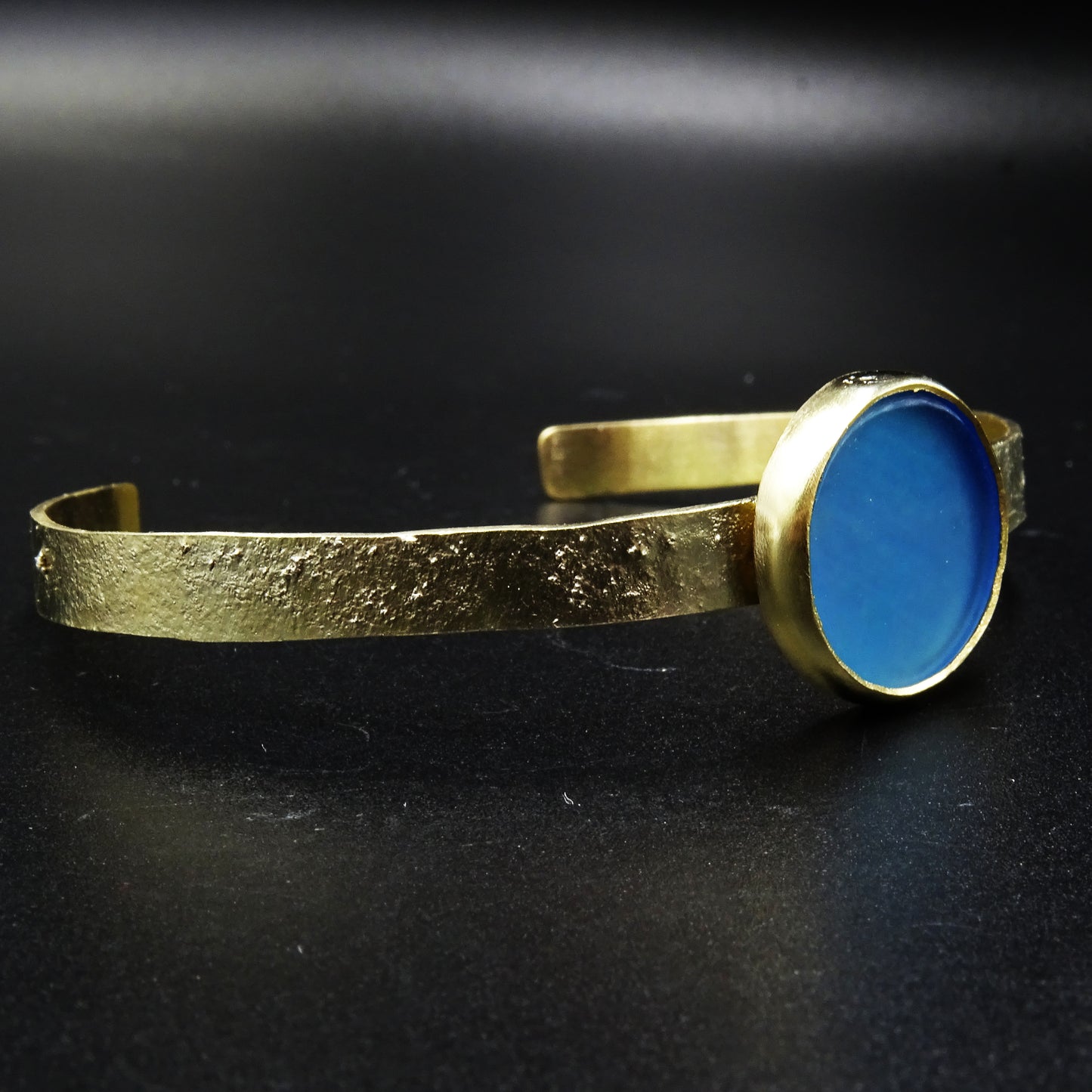Vaelor Blue Agate Gemstone Brass & Silver Cuff