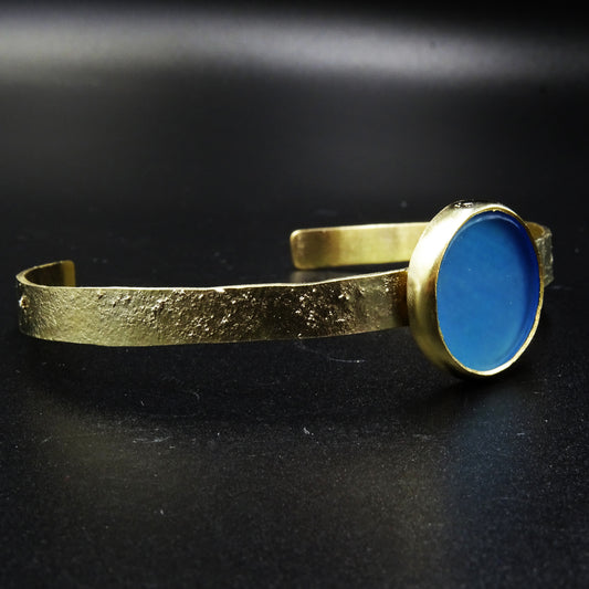 Vaelor Blue Agate Gemstone Brass & Silver Cuff