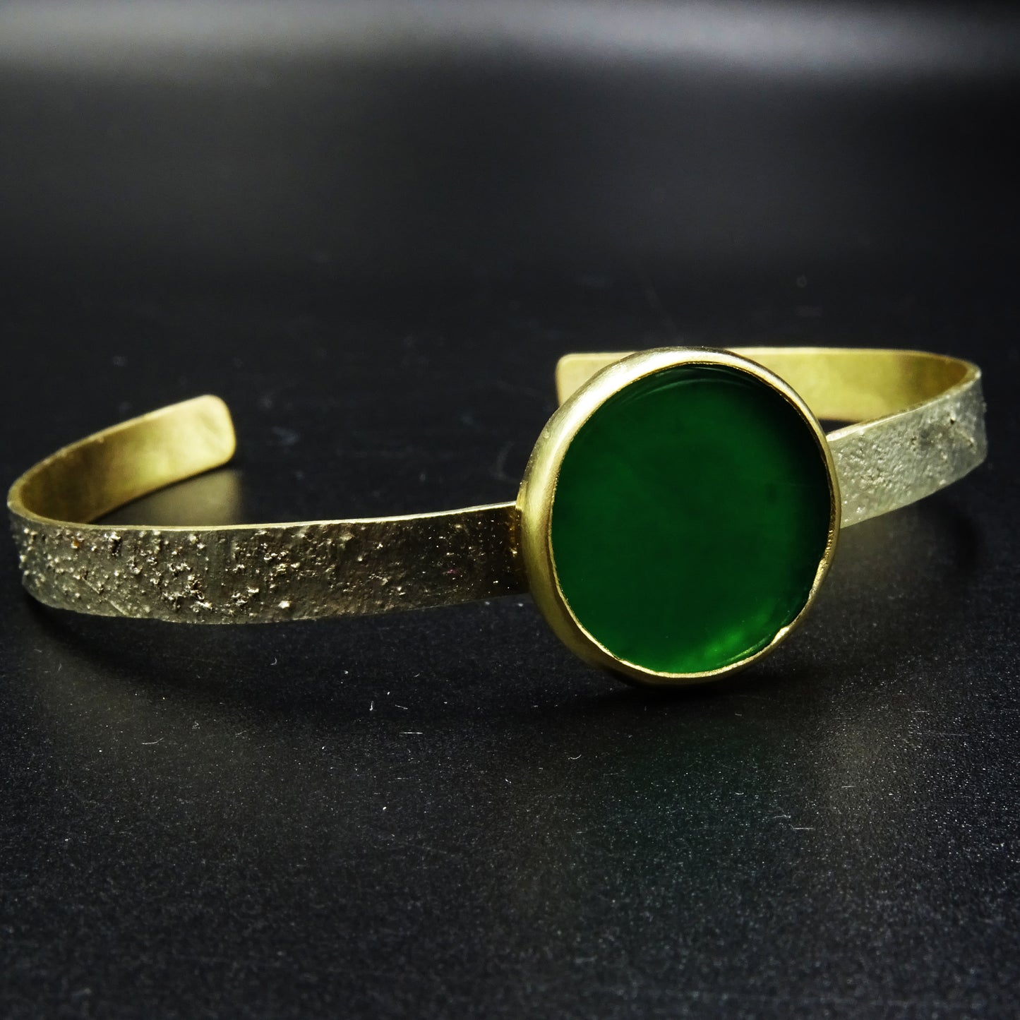 Virel Aventurine Gemstone Brass & Silver Cuff