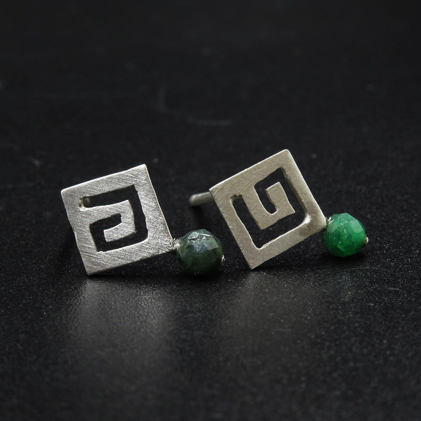 Sylva Emerald Gemstone Silver Earrings