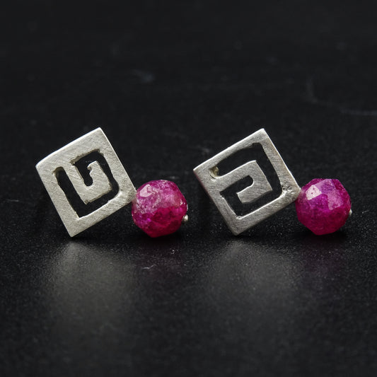 Bloom Ruby Gemstone Silver Earrings